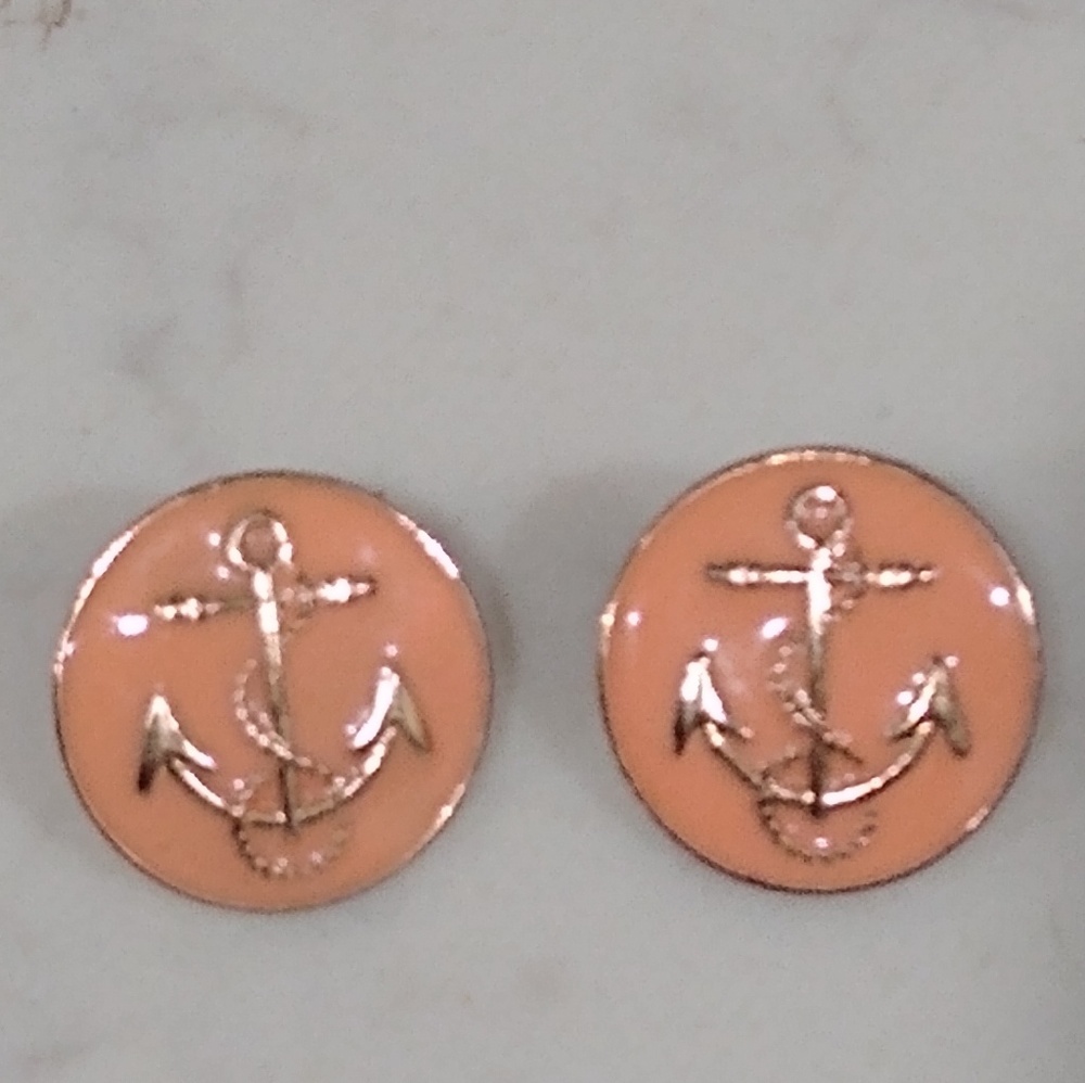 Anchor Earrings: Pink & Gold